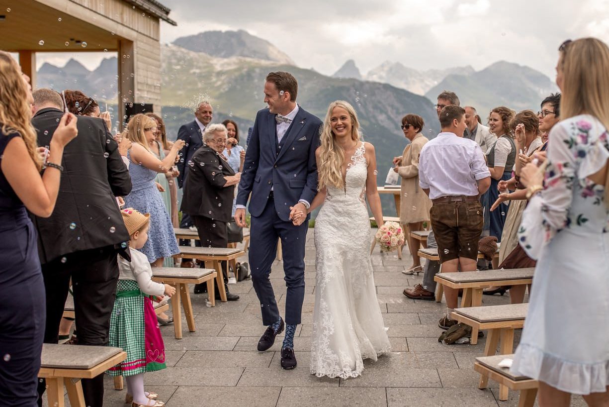 wedding on a mountain in the alps