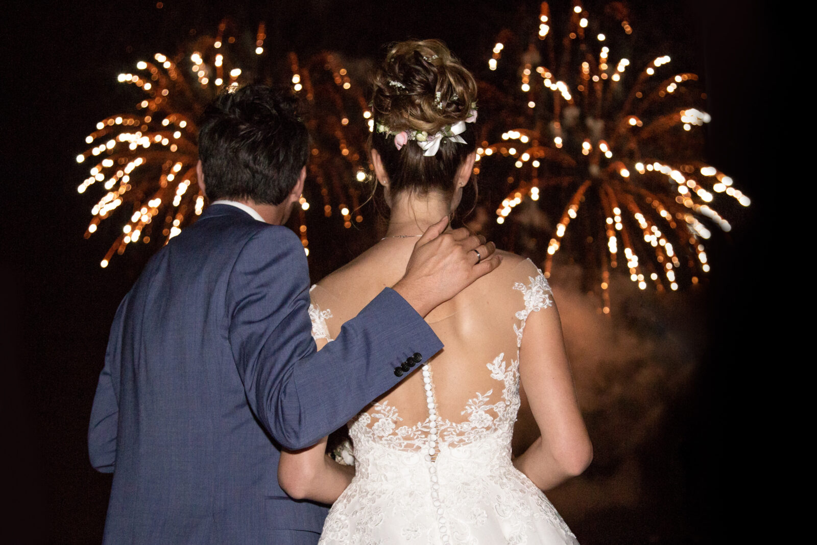 Wedding with fireworks in europe