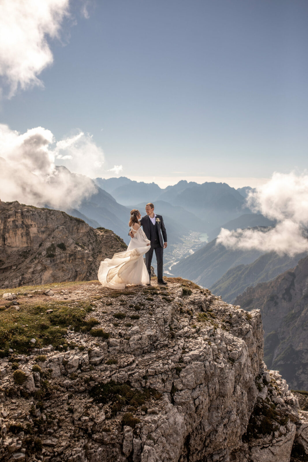 Dolomites Elopement Photographer hiking on mountains
