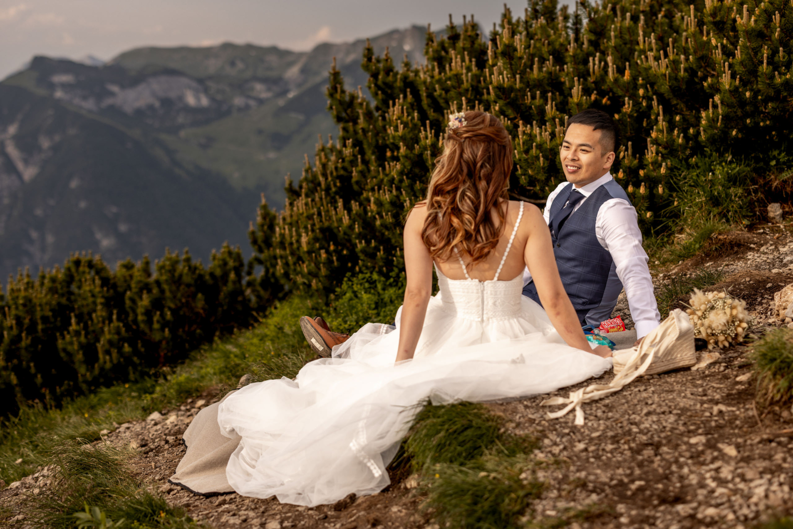 Elopement on a mountain in europe