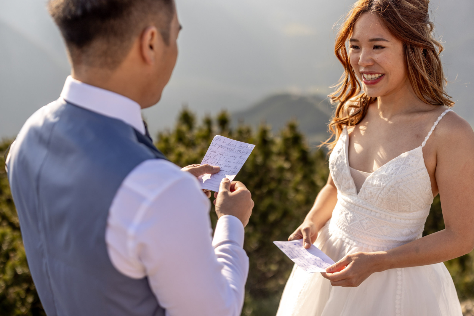 reading vows on an elopement experience in austria