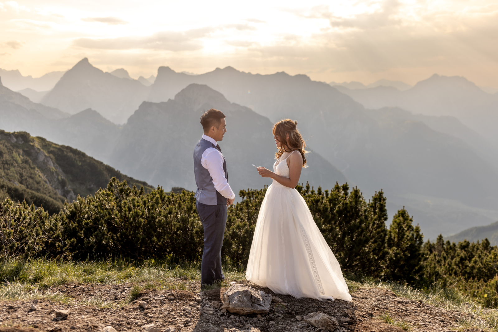 sunset elopement experience in the alps
