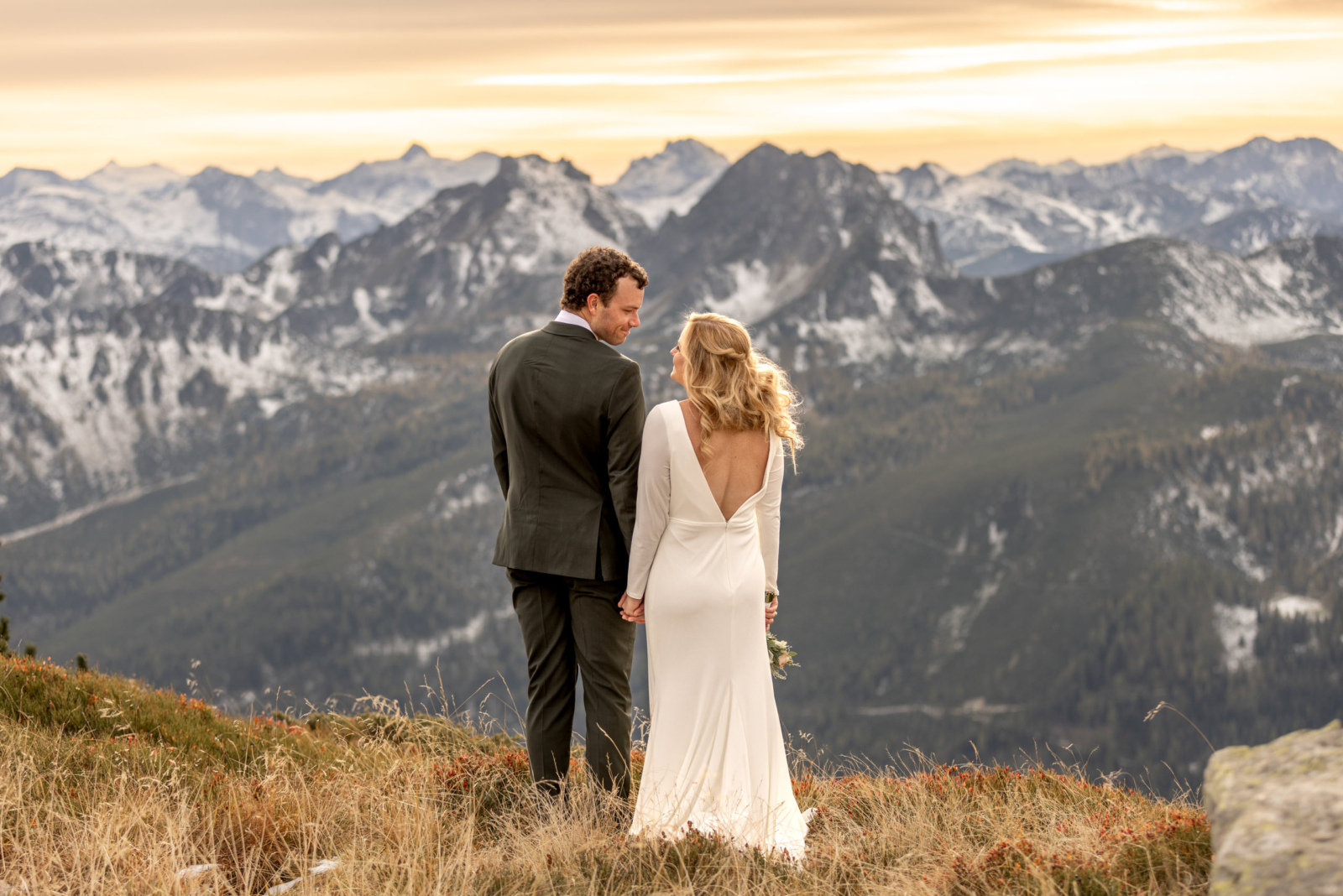elopement in the alps in the mountains
