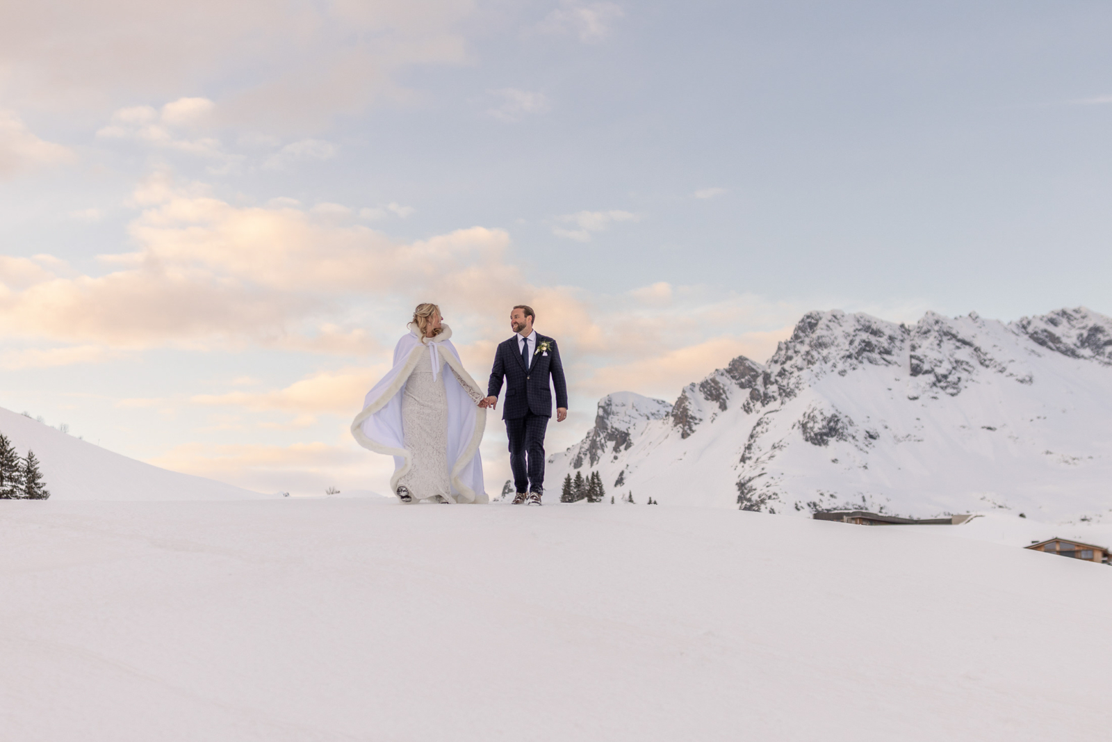 winter elopement in the snowy mountains