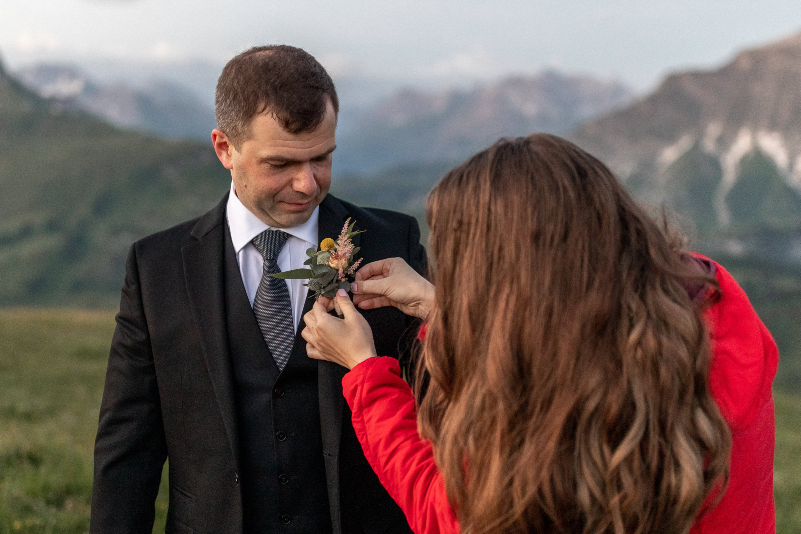 getting ready for the Summer Solstice Mountain Elopement in Austria