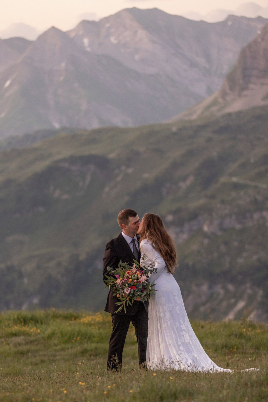 First Look at the Summer Solstice Mountain Elopement in the Alps