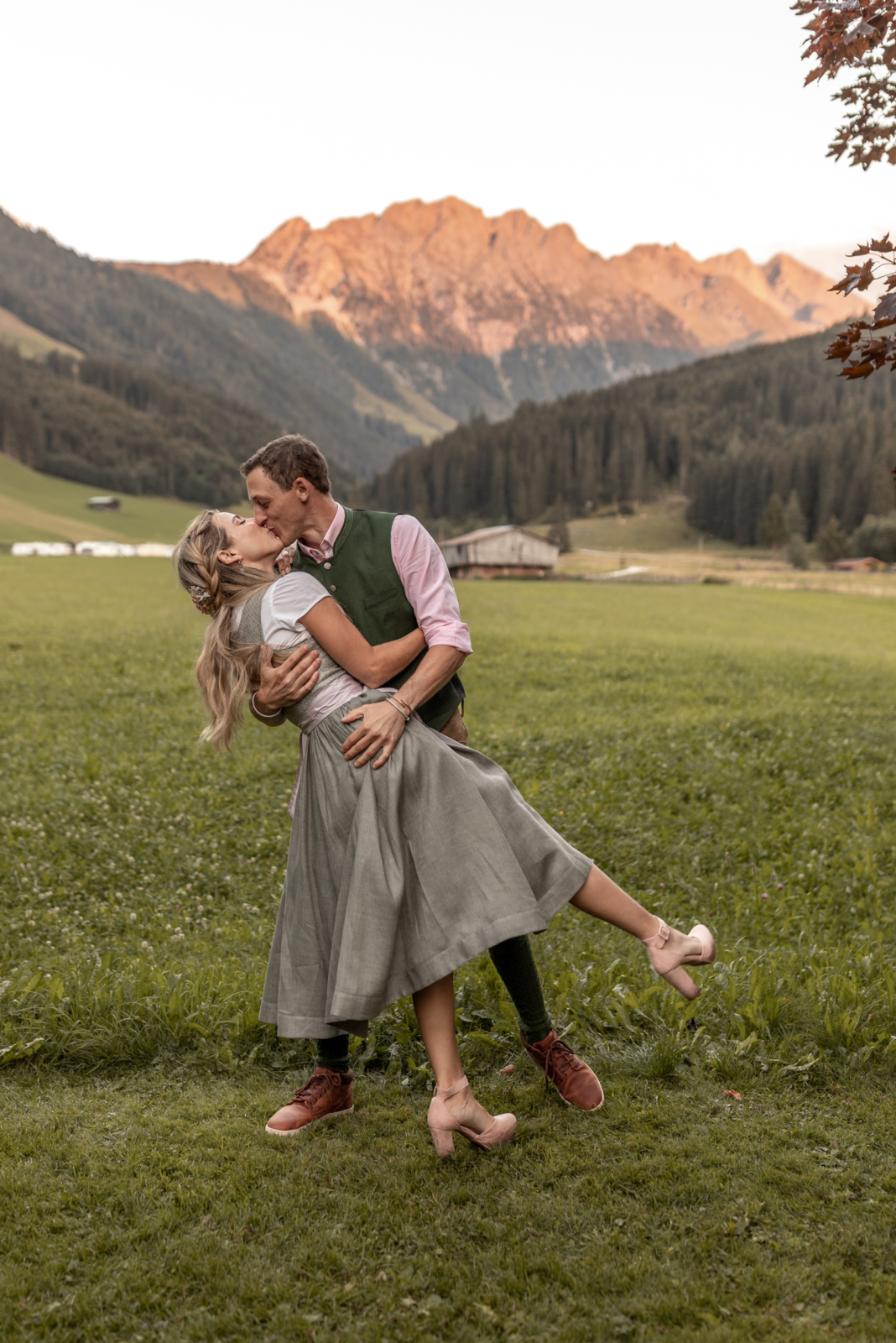 beautiful couple at the get together in the Alps