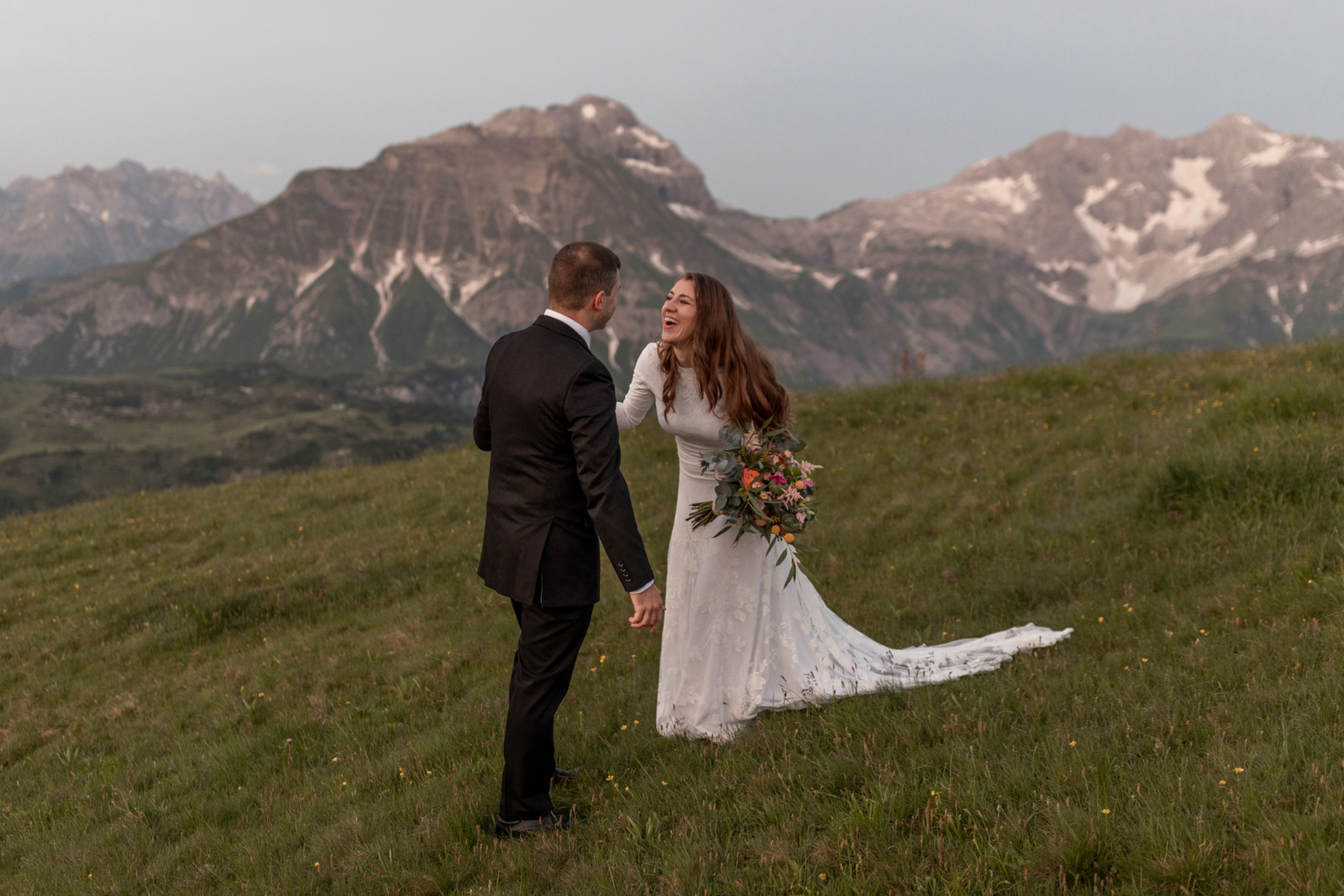emotional moments before the elopement ceremony in the mountains