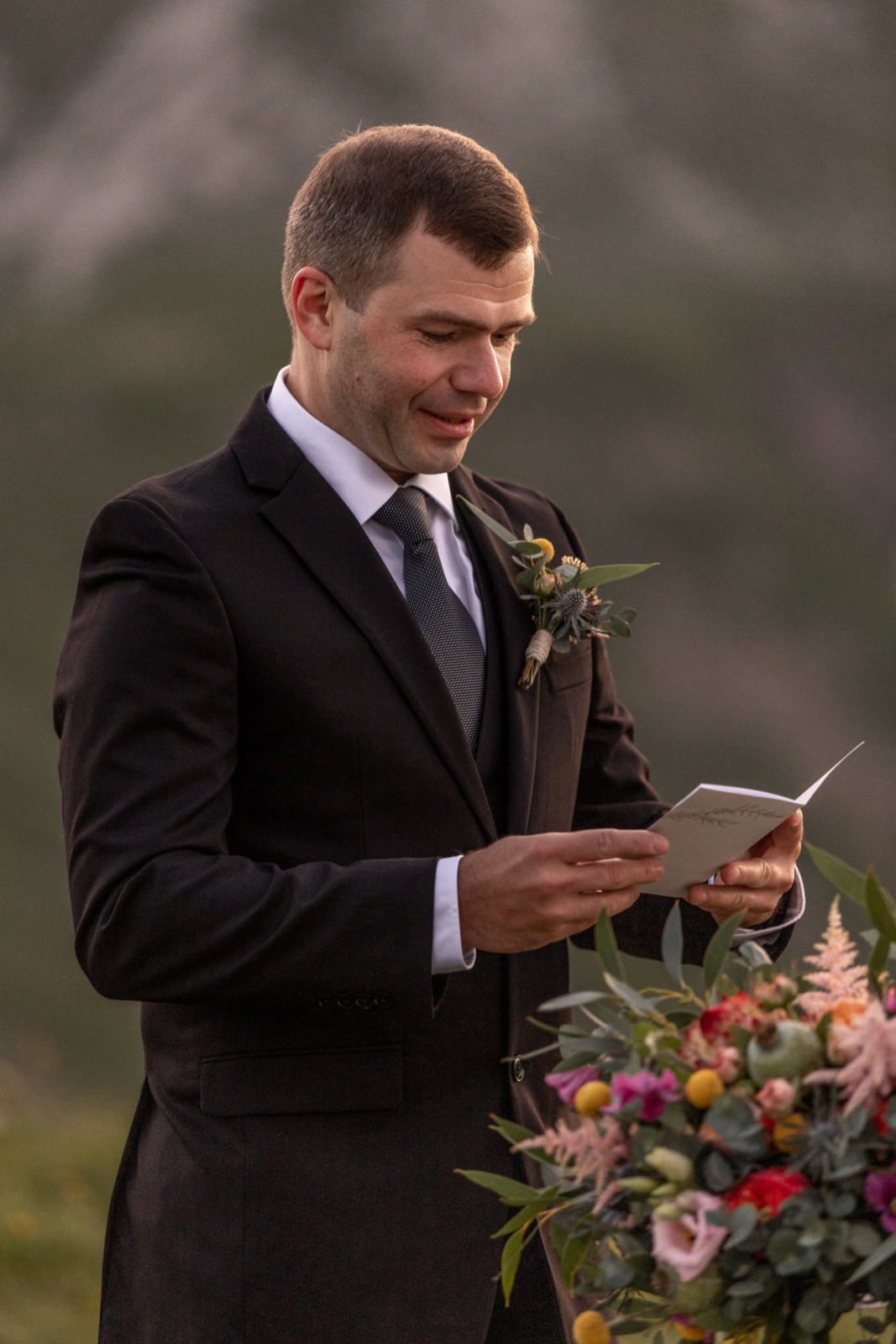 emotional vows at the sunrise elopement in Austria