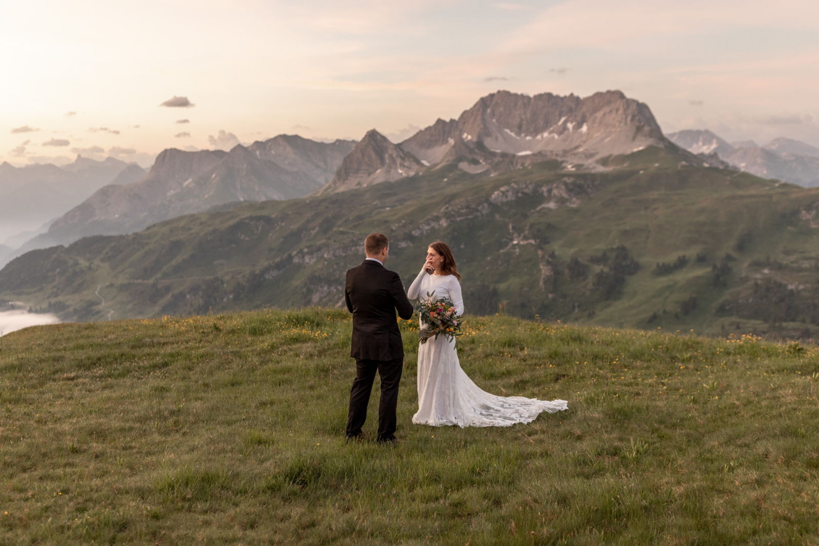 emotional wedding ceremony in the mountains