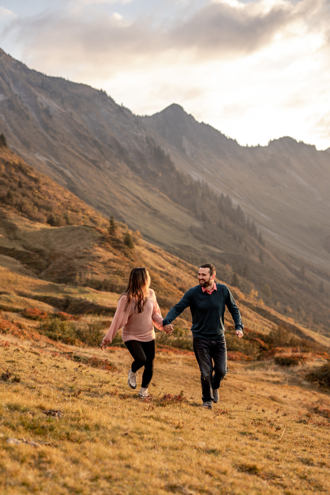 romantic engagement photos in the mountains of Austria