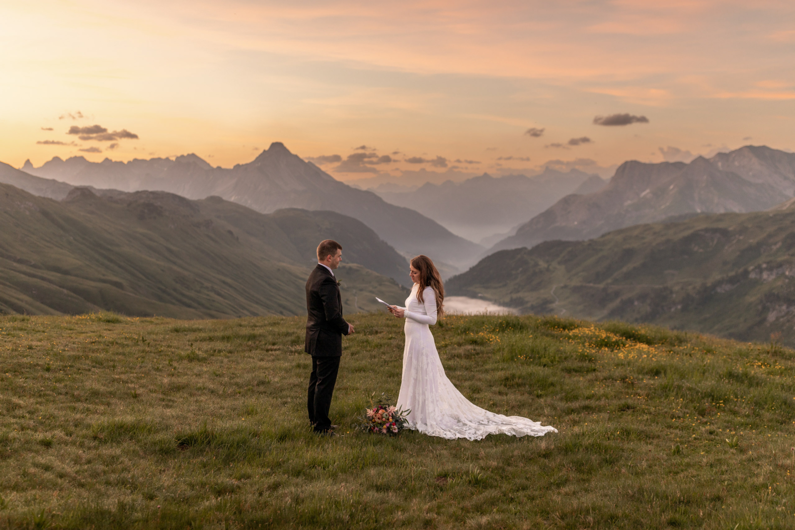sunrise mountain elopement in Europe
