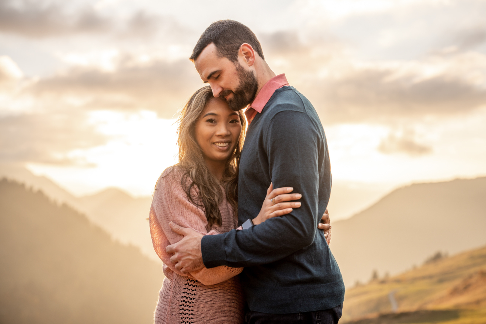 sunset engagement photos in the mountains in Austria