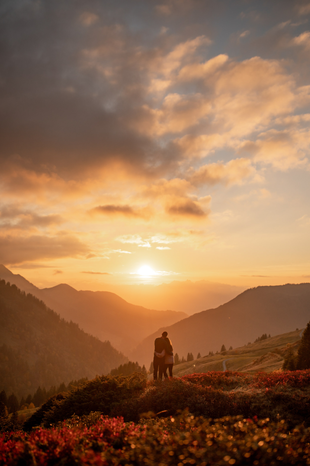 sunset engagement photos in the Alps