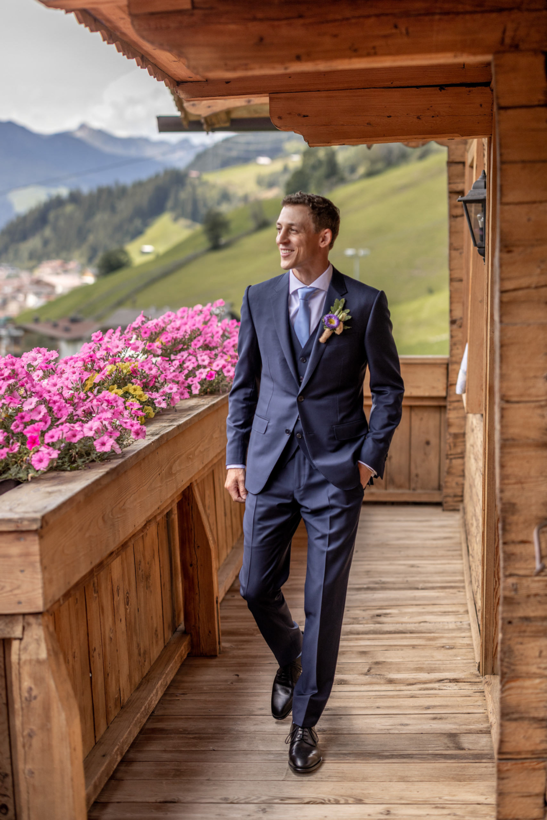 groom portrait in the Alps