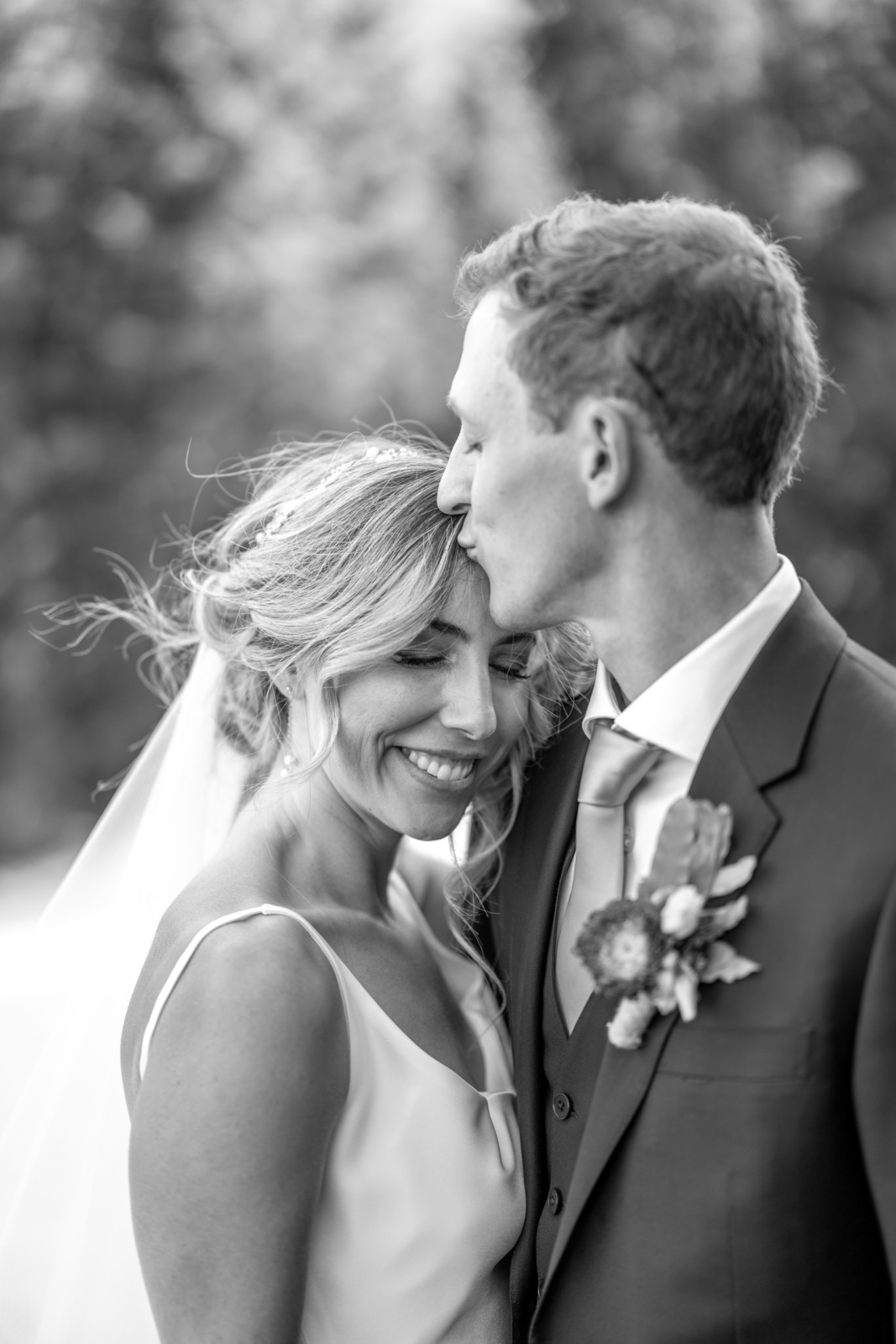 black and white wedding photos in nature