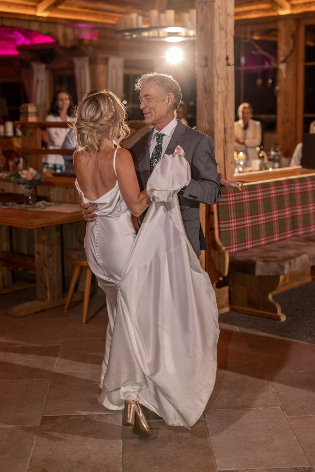 bride and father dance at the destination wedding in Austria