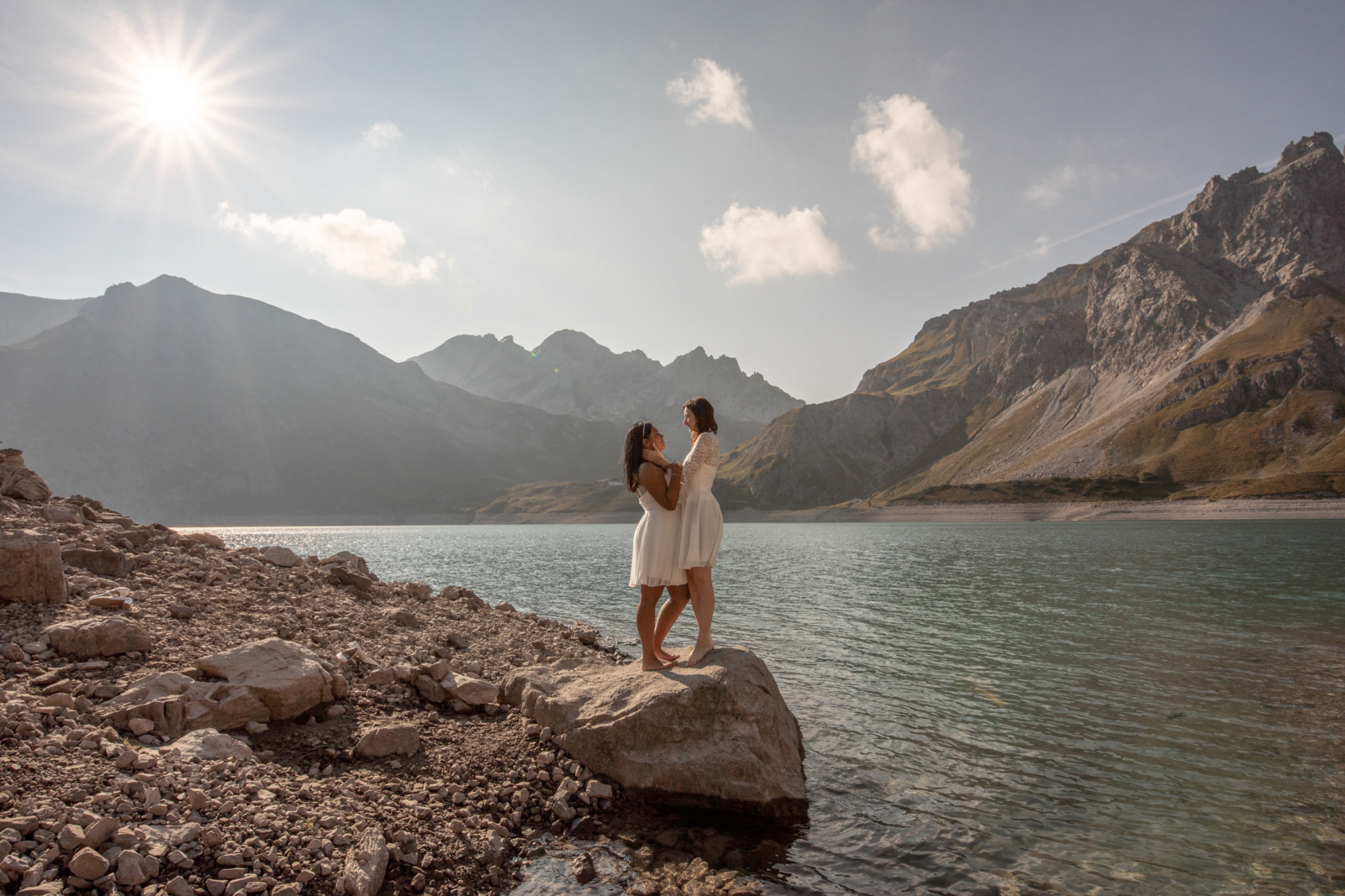 mountain lake after wedding photo session