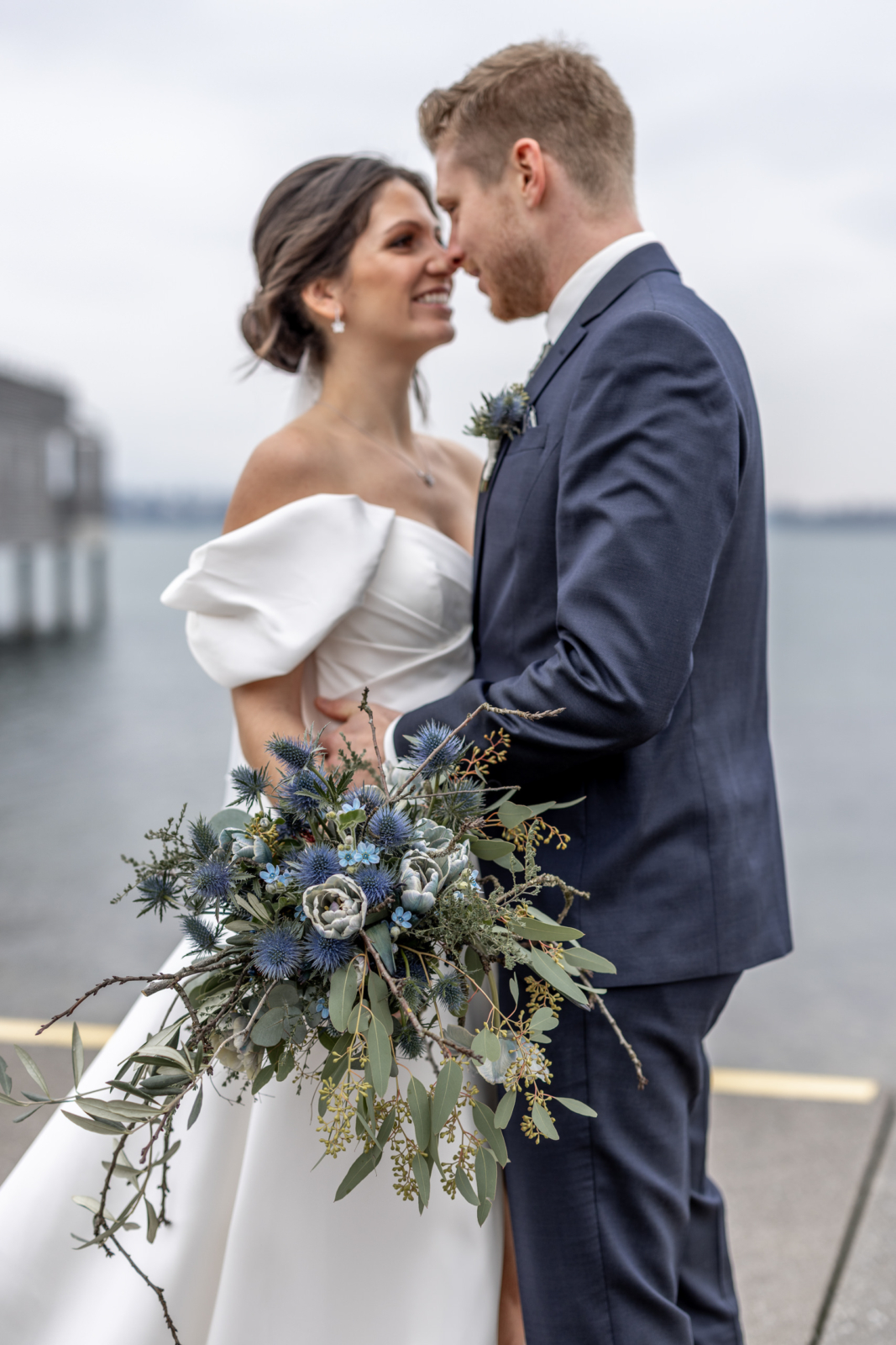 unique bridal bouquet in blue