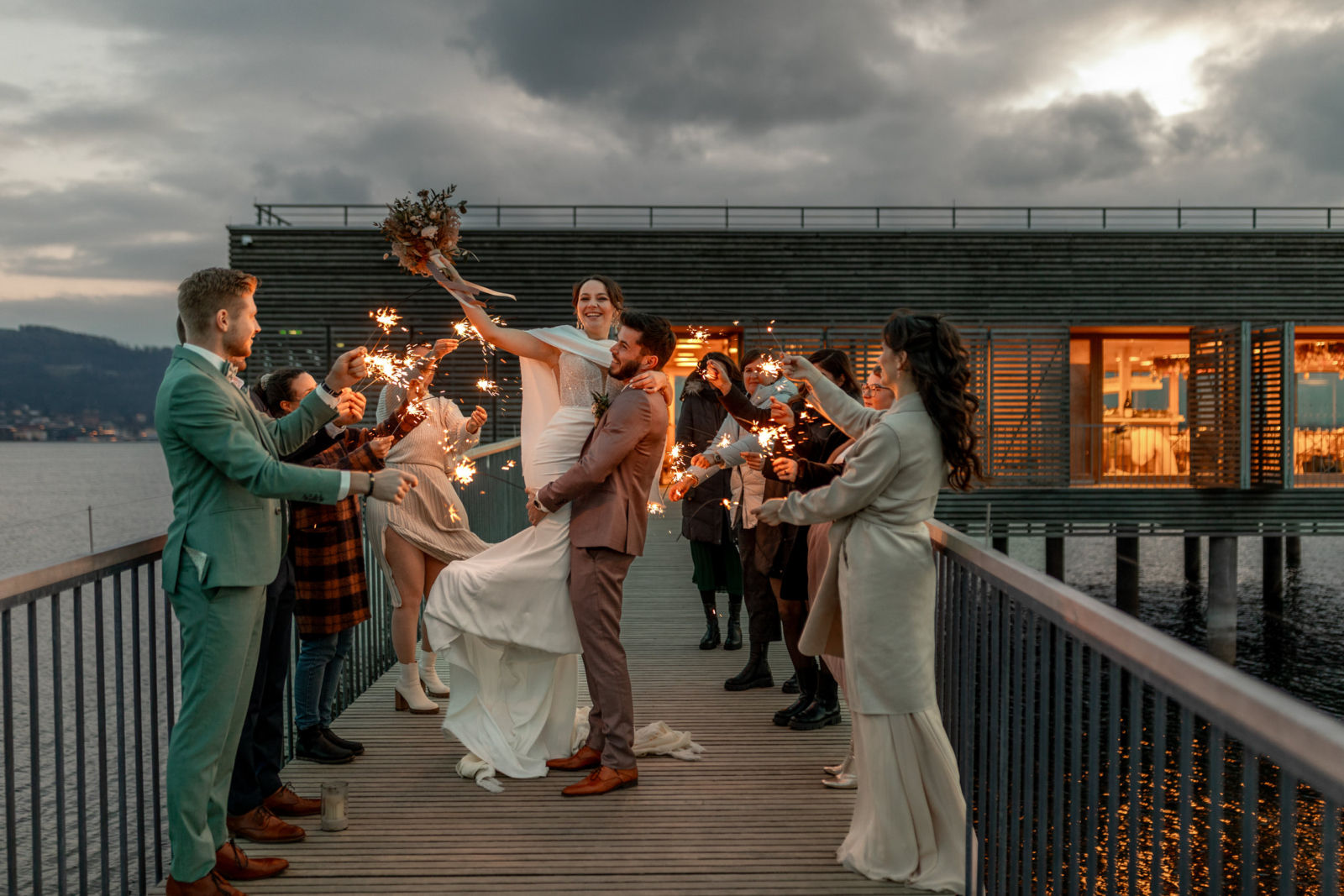 sparkler exit wedding photographer Austria